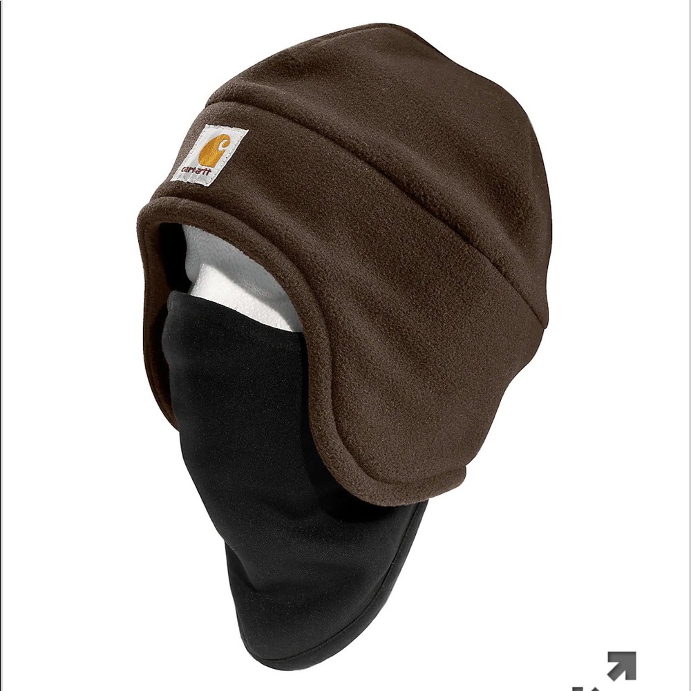 Men's Carhartt warm fleece hat with attached face mask.